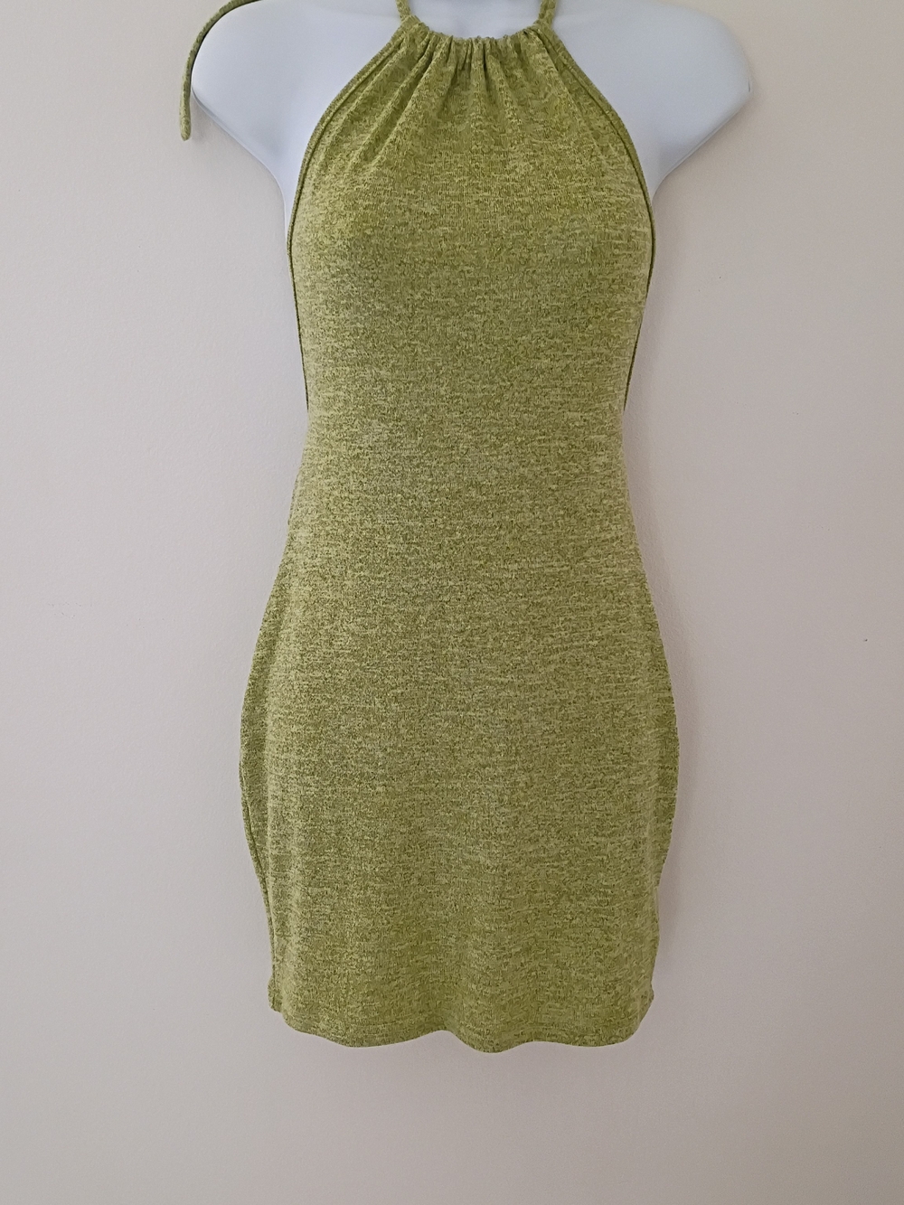 SHEIN Olive Green Halter Mini Dress